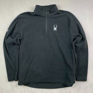 Vintage Spyder Mens Sweater Medium Black Fleece 1/4 Zip Long Sleeve Lightweight